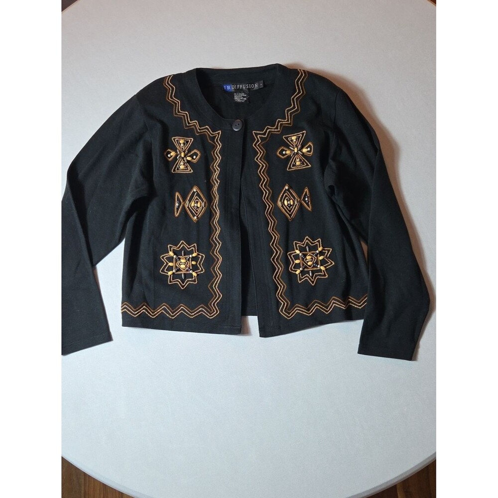 IB Diffusion 100% Cotton Embroidered Beaded Cardigan Size S